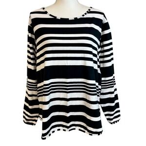 COOLIBAR Heyday Side Split Shirt Black White Stripe UPF 50 Sun Protection Sz 3X